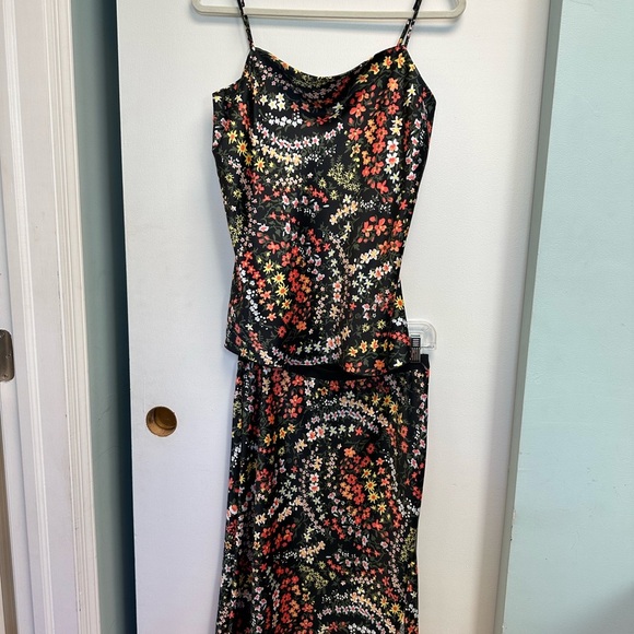ATM Anthony Thomas Melillo Dresses & Skirts - ATM Anthony Thomas Melillo Black Silky Sarin Floral Camisole Skirt Matching Set